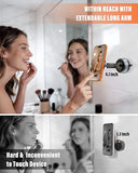 Shower Phone Holder for MagSafe, Reusable Gel-Lock Suction Cup Phone Mount with 3-Inch Dual Pivot Adjustable Arm, Phone Holder for Shower, Mirror,