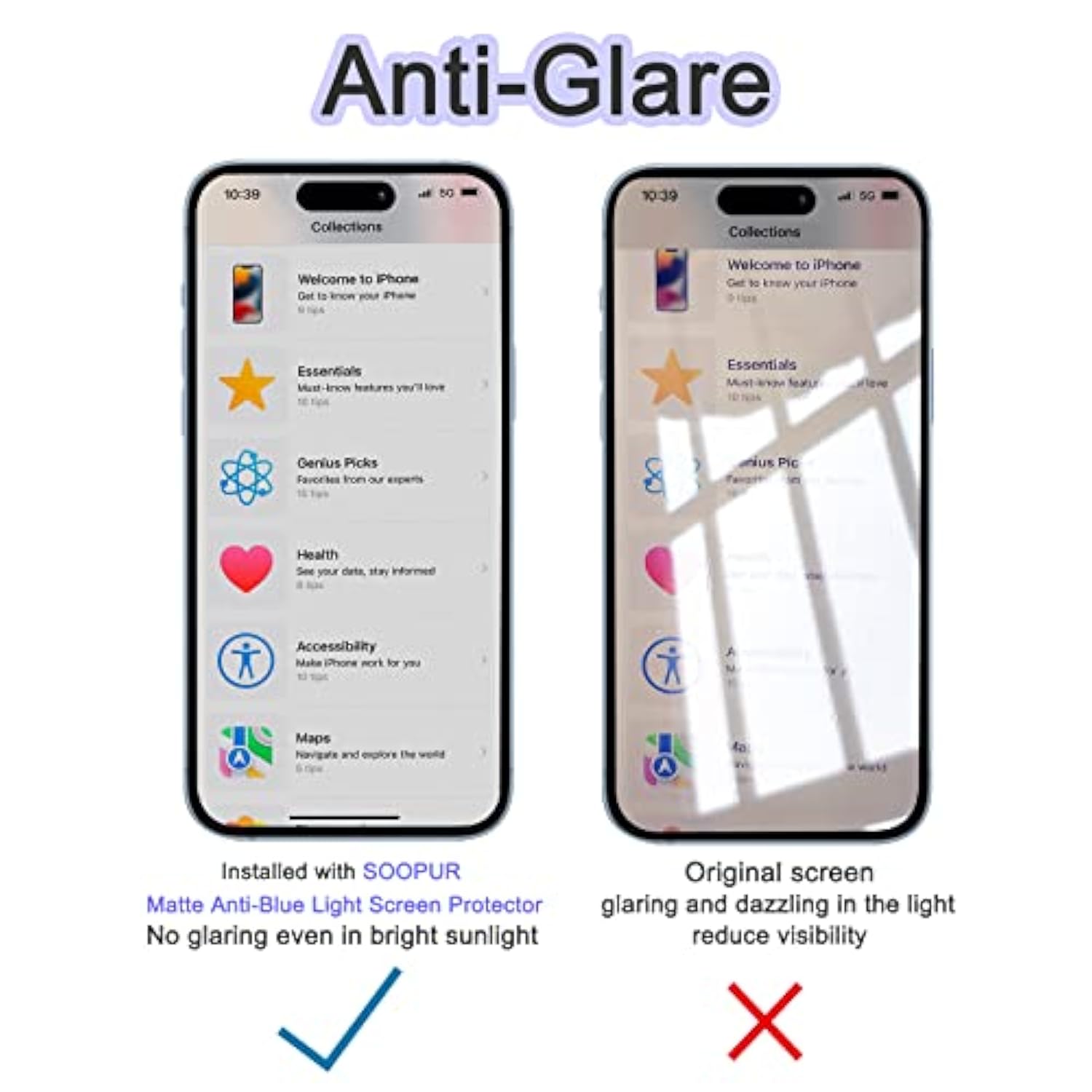 2 Pack Matte Anti-Blue Light Eye Protection Screen Protector For Iphone 14 Pro, Anti-Glare Blue-Light Blocking Tempered Glass Film 6.1", Scratch Resistant, Anti-Fingerprints, Full Coverage