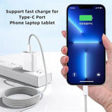 cablecc USB-C PD 27W 65W Power Type C Male to Male 480Mbps Data Cable Sleeve for Phone & Tablet & Laptop White