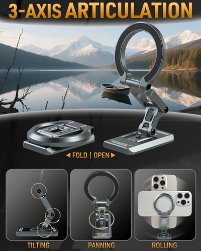 Dual Magnetic Phone Holder Gym Magnetic Stand,Tripod Phone Mount (1/4'' Hole& ARCA-Swiss),Portable Phone Grip for iPhone