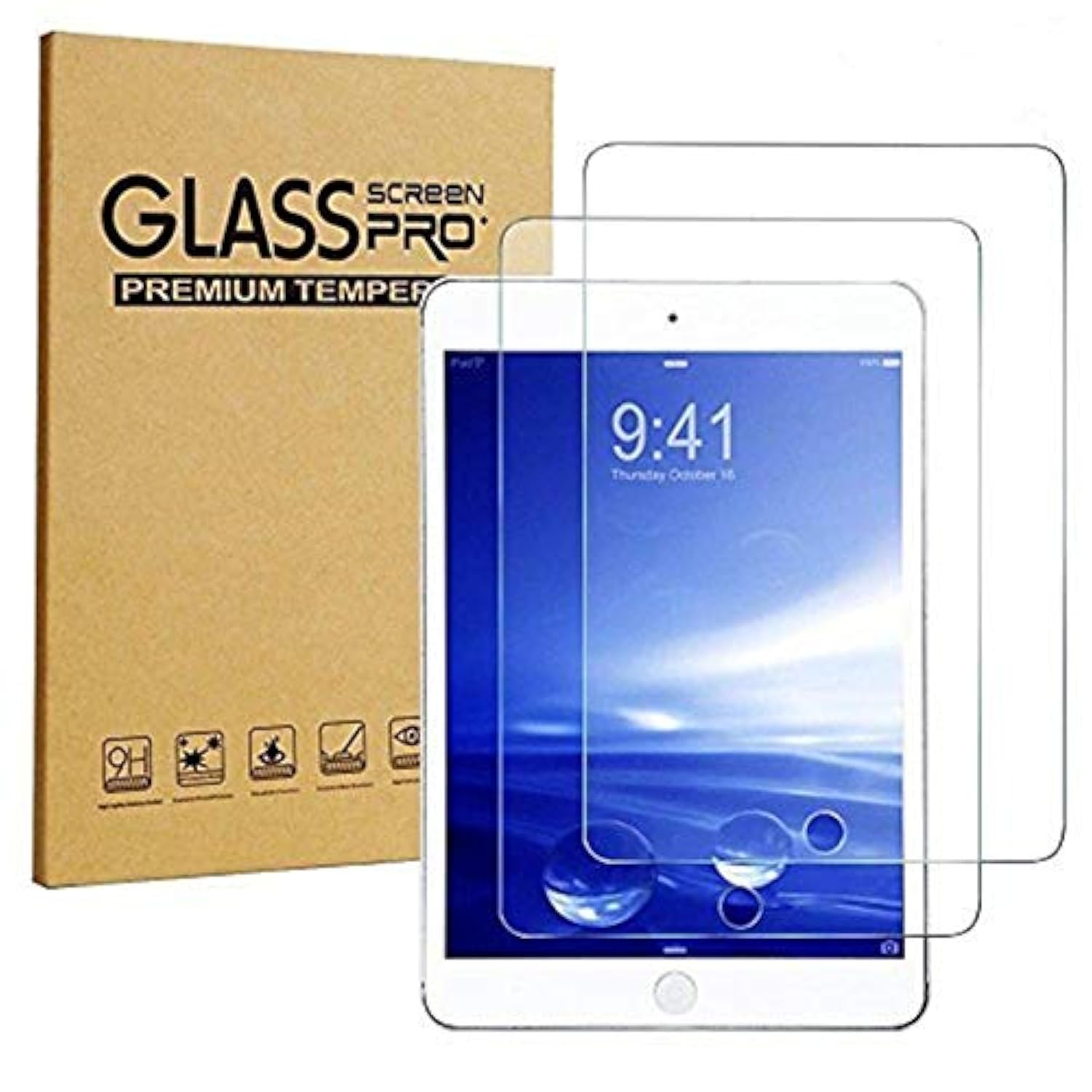 Ipad Air/Air 2 / Pro/New Ipad 9.7 Screen Protector, [2-Pack] Clear Ipad Air 2 Tempered Glass Screen Protector 9H Glass Film Cover For Ipad Air/Air 2 / Pro 9.7 Inch/New Ipad 9.7 2017