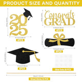 Graduation Decoration 2025, 16 Pcs Gold And Black Double Sided Sparkling Graduation Centerpieces Sticks For Table, Class Of 2025 Graduation Party Decorations, Table Toppers Set Of 4