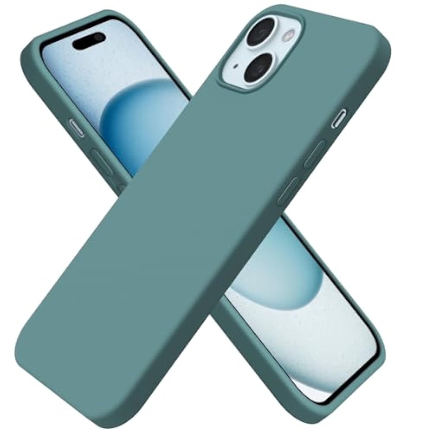 For 15 Case Liquid Silicone Slim Shockproof Protective Cover 6.1 Inch Anti-Scratch Drop Protection,Forest Green