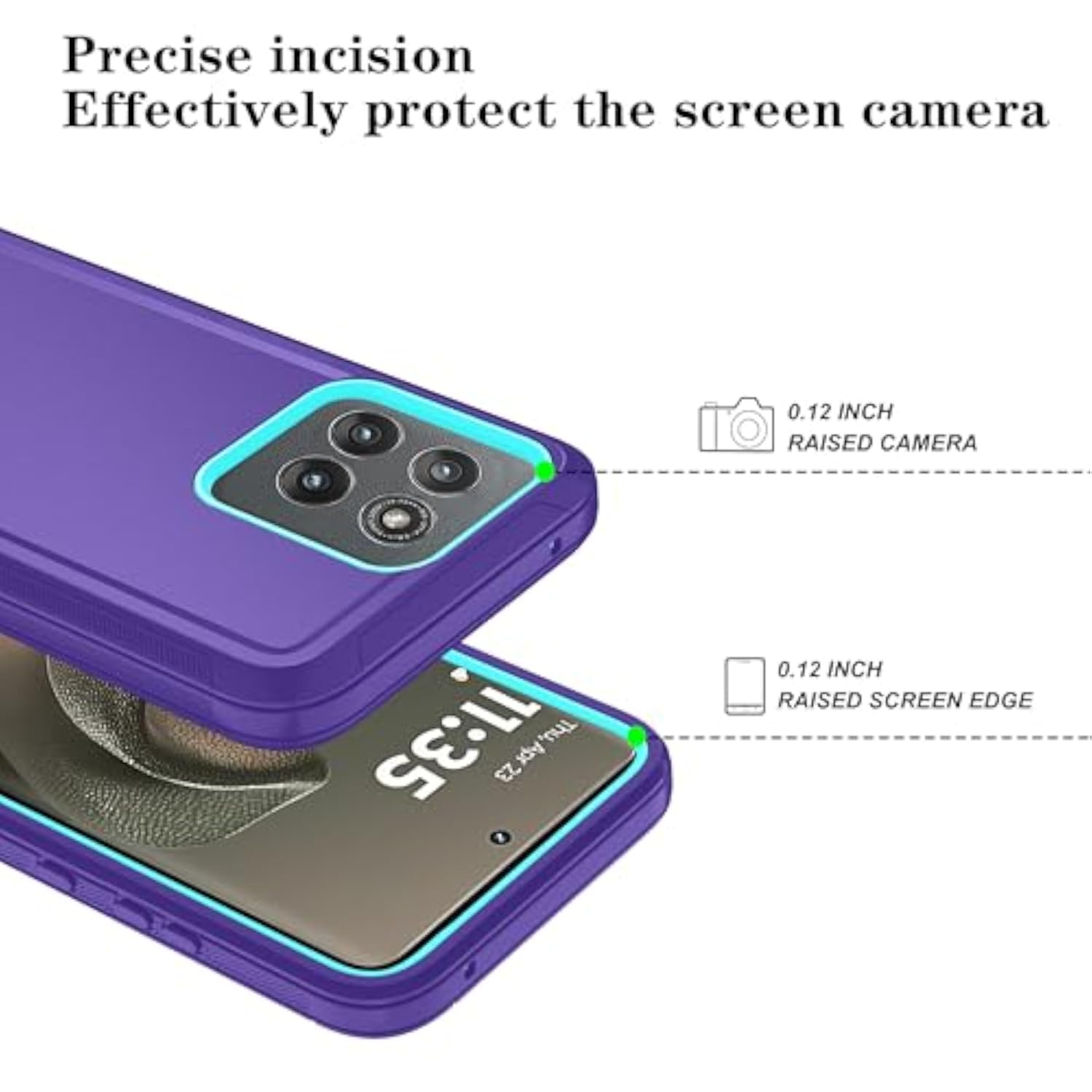 Motorola Moto Edge 2025 3-Layer Case, Purple Sky Blue Color, Heavy Duty Full-Body Protector