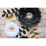 3D Paper Flower Decorations(Set Of 13, White Black Gold), Giant Paper Flowers For Wedding Backdrop, Graduation Party, Bridal Shower, Halloween Centerpieces, Nursery Wall Decor