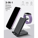 Wireless Charging Station,3 In 1 Charging Stand Made For Apple Watch Ultra 10 9 8 7 6 Se 5 4 3,Fast Wireless Charger Made For Iphone 16/15/14/13/12/11/X,For Airpods Pro(With Adapter)