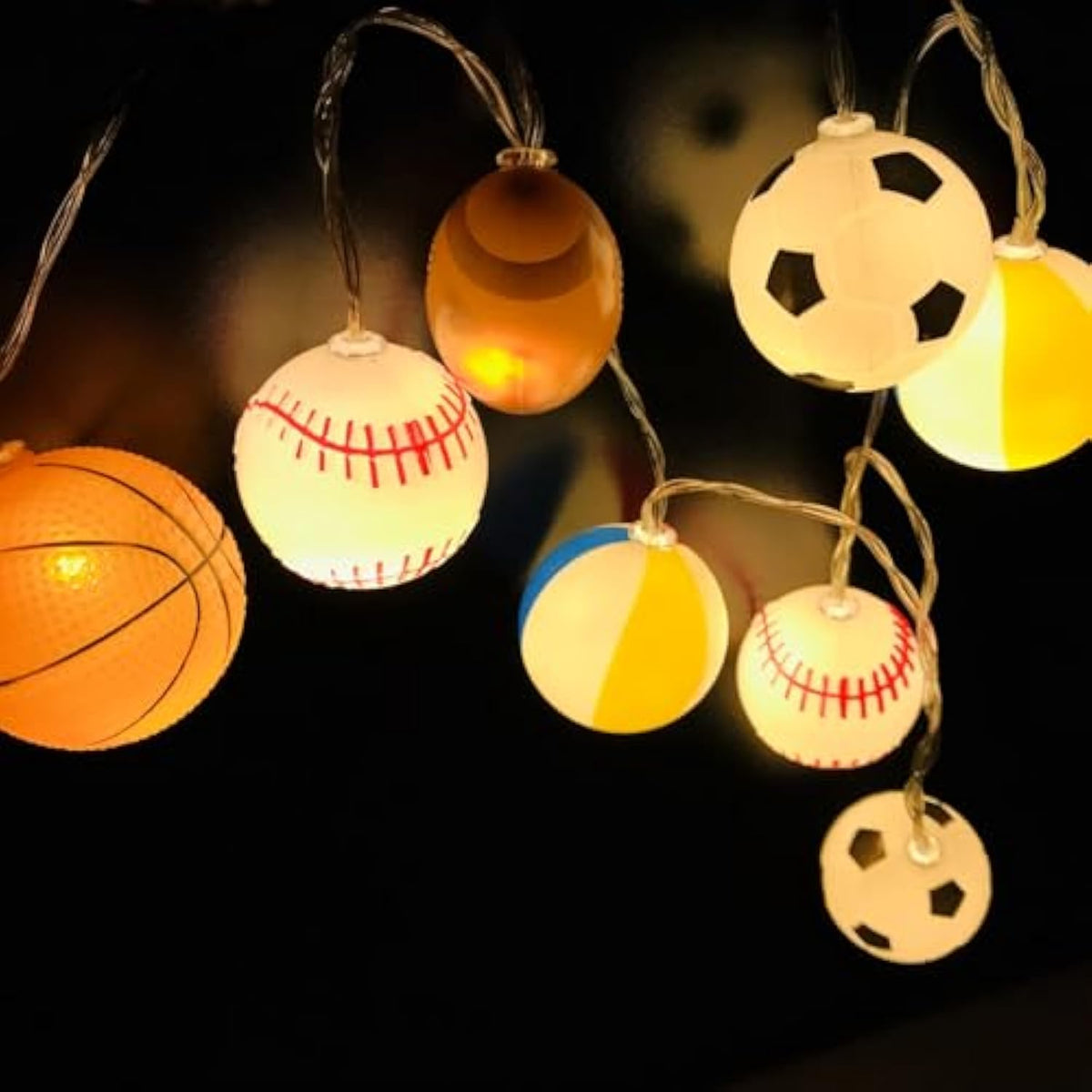 9.8 Ft / 3 M 20 Lights Sports Ball Theme Battery And Usb Powered Soccer Basketball Football Baseball Beach Balls Mixed L