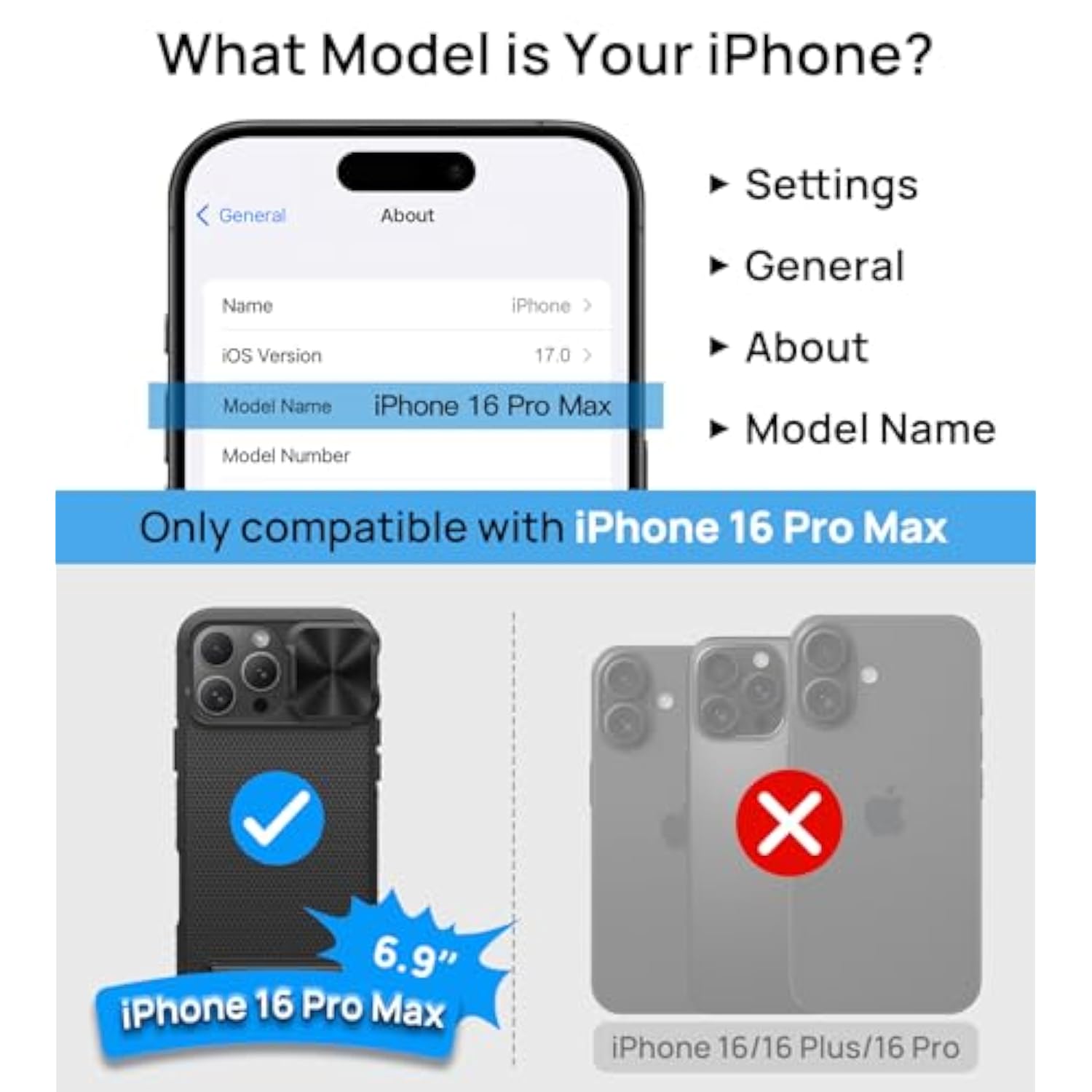 For Iphone 16 Pro Max Case With Stand, Compatible With Magsafe, Slide Camera Cover, Slim Fit, Military-Grade Protection, Rugged Hard Magnetic Men Phone Case For Iphone 16 Pro Max 2024, Black