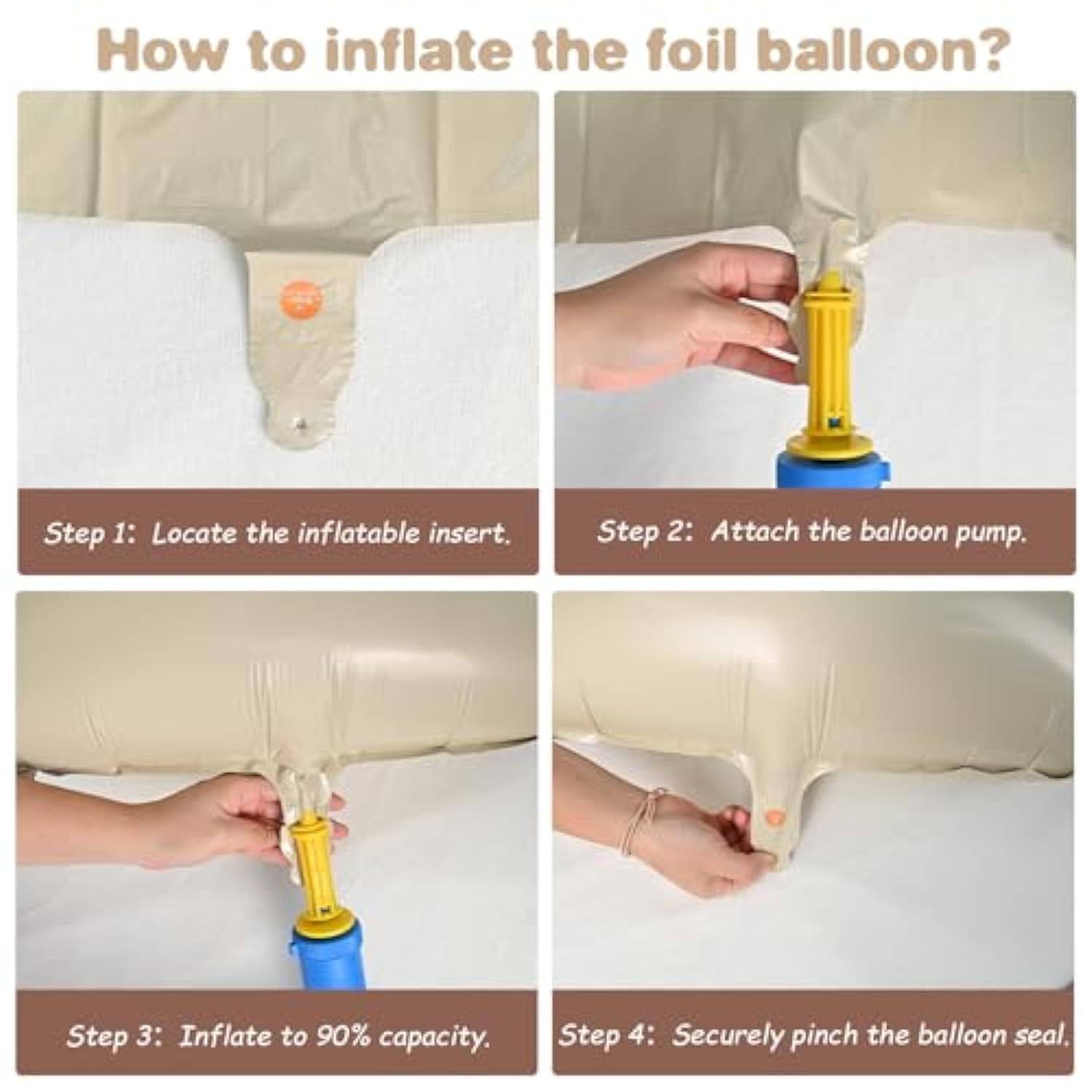 Happy Birthday Cream Foil Balloon Set with Star Balloons