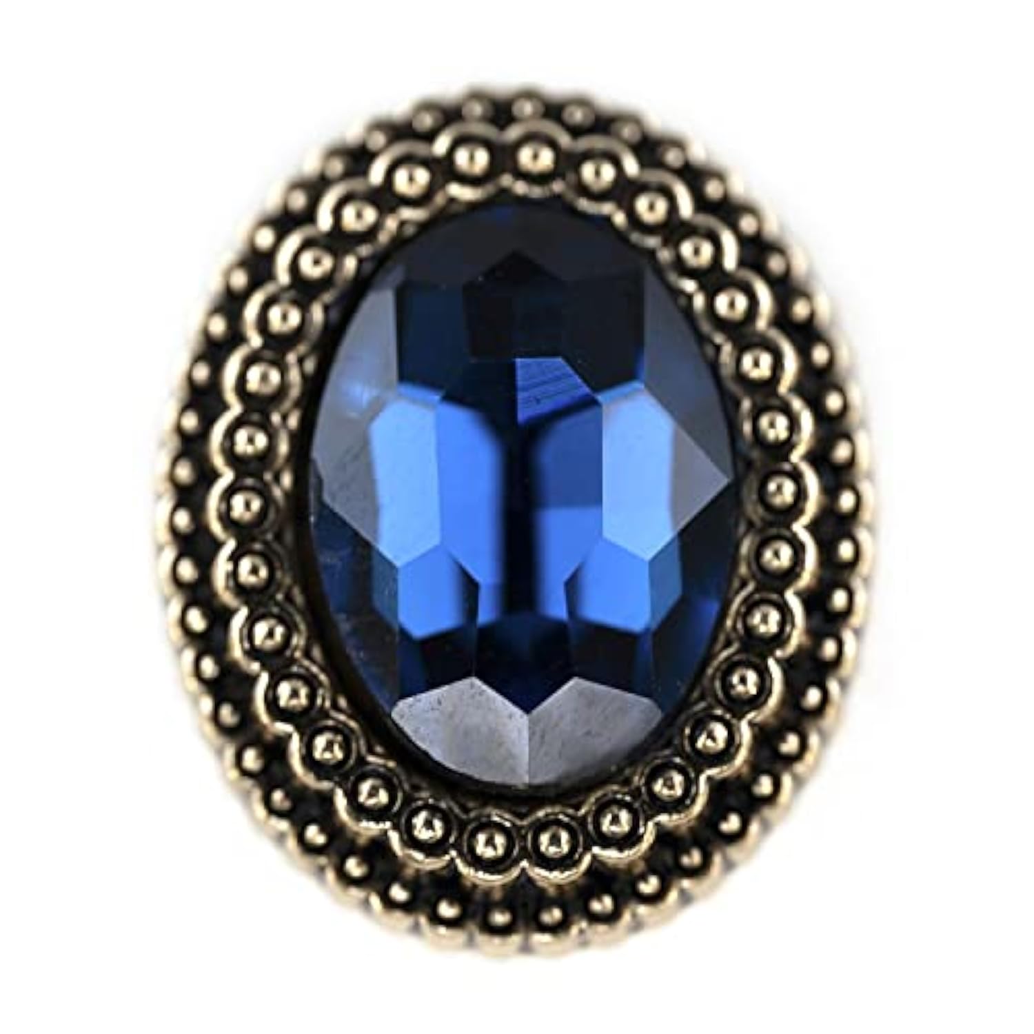 20 Pcs Blue Oval Rhinestone Metal Shank Sewing Coat Buttons - 21Mm - 2