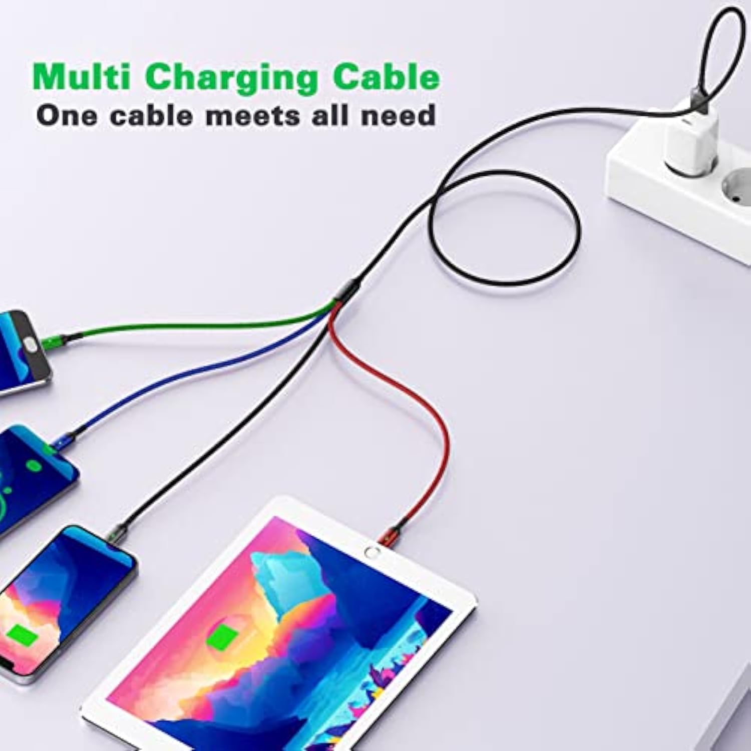 Multi Charging Cable(2Pack 6Ft), 4 In 1 Charger Cable Braided Multiple Usb Cable Universal Phone Charging Cord With Type-C, Micro Usb, Ip Port For Iphone16/15/14/13 Series/Cell Phones And More