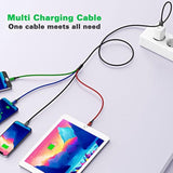 Multi Charging Cable(2Pack 6Ft), 4 In 1 Charger Cable Braided Multiple Usb Cable Universal Phone Charging Cord With Type-C, Micro Usb, Ip Port For Iphone16/15/14/13 Series/Cell Phones And More