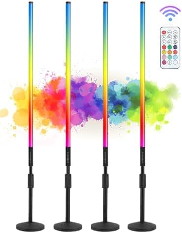 4 Pack 4FT RGB LED Tube DJ Light Bars with Stands 5000mAh Battery Powered Event Lights