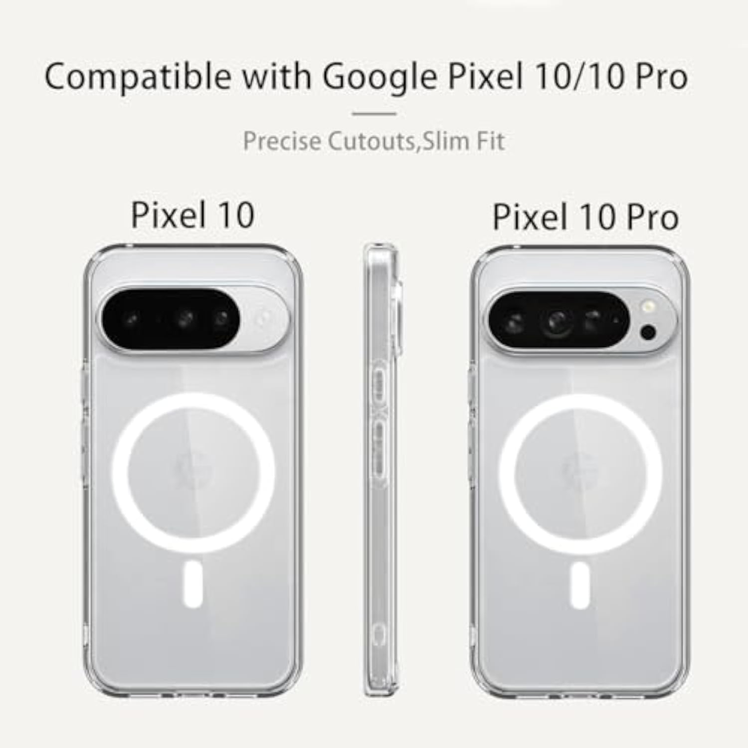 Magnetic Case For Google Pixel 10/Pixel 10 Pro,Compatible With Magsafe,Anti-Yellowing Cover,Transparent Screen Protector,Clear Case For Pixel 10/10 Pro,Crystal Clear