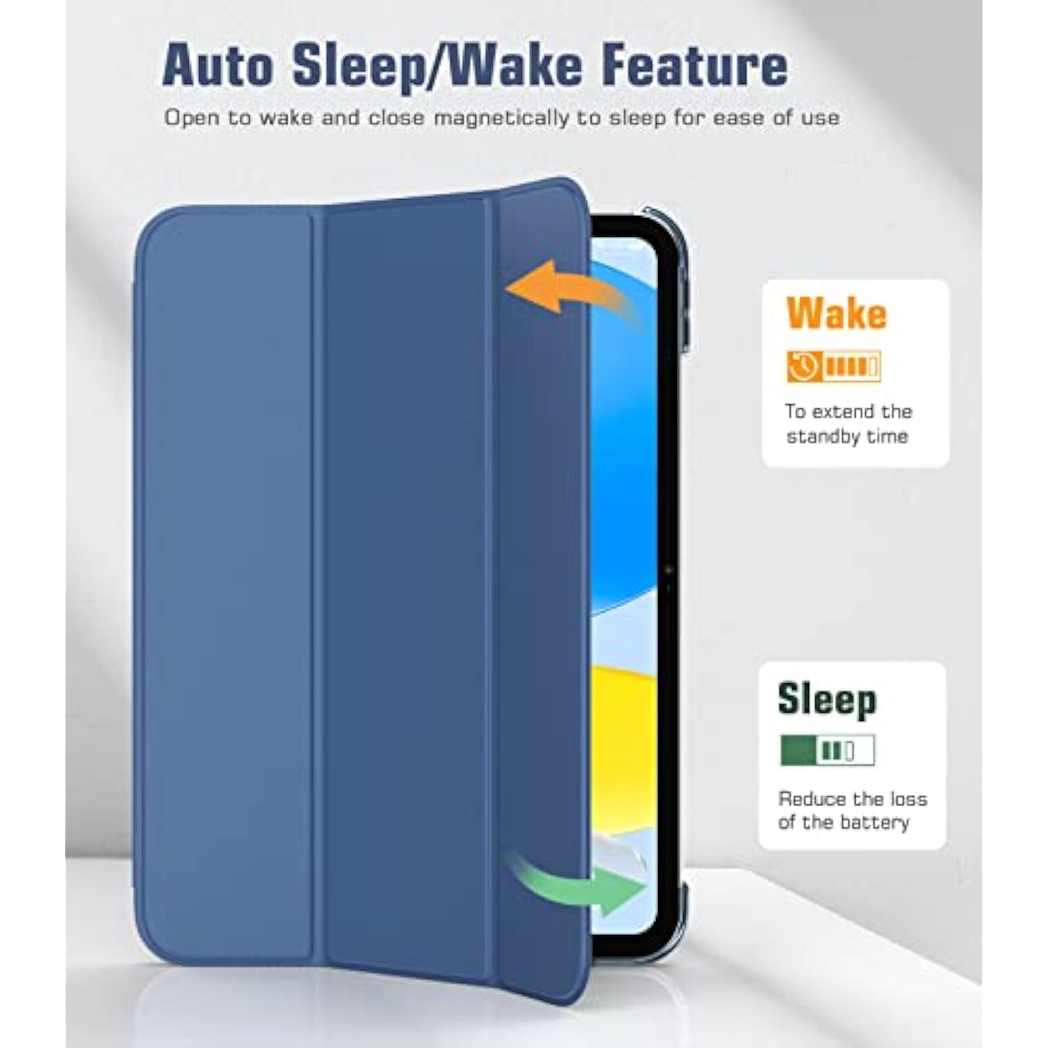 Case For (A16) 11Th Generation 11 Inch 2025/ 10Th Generation 10.9 Inch 2022, Slim Stand Cover With Hard Translucent Back, Support Touch Id, Auto Wake/Sleep, Abyss Blue