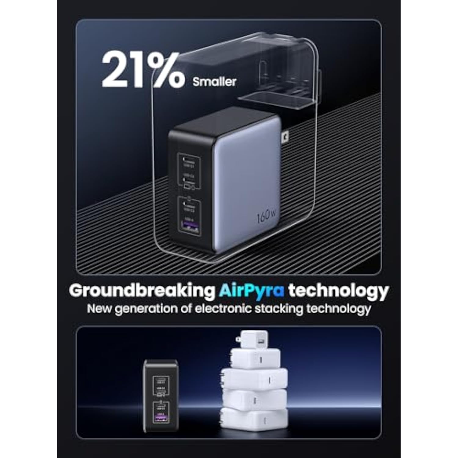 UGREEN Nexode X 160W GaN USB C Laptop Charger, 4-Port PD 3.1 Foldable Fast Charging Block for MacBook Pro, Dell XPS, iPhone 17/16/15 Series, Galaxy S25/S24, Pixel 10/9, iPad Pro, Steam Deck