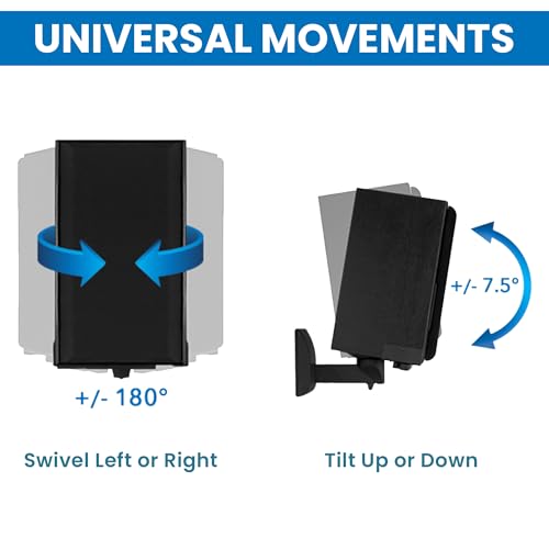 Mount-It! Bookshelf Speaker Wall Mount, Pair of Universal Side Clamping Speaker Shelf Wall Mounting Brackets for Large or Small Speakers, 2 Full