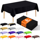 6 Pack Black Disposable Plastic Tablecloths, 54"x108" for Parties & Events