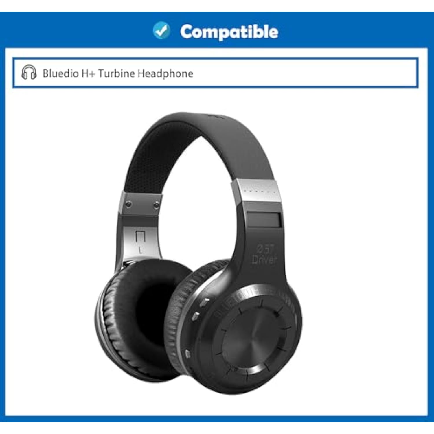 Professional Replacement Earpads Cushion Compatible With Bluedio H+ Turbine H + Turbine H + Turbine Headphone Ear Pads With Skin-Friendly Leather And Memory Foam