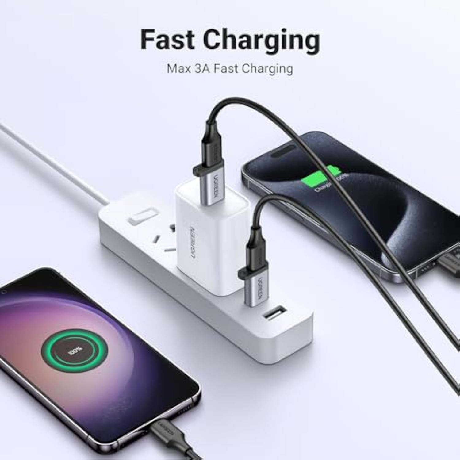 UGREEN 10Gbps USB C Female to USB Male Adapter Type C to USB A Charger Cable Converter Compatible with Apple Watch iPhone 15 14 13 AirPods 3 MacBook Samsung Galaxy Google Pixel etc Gray