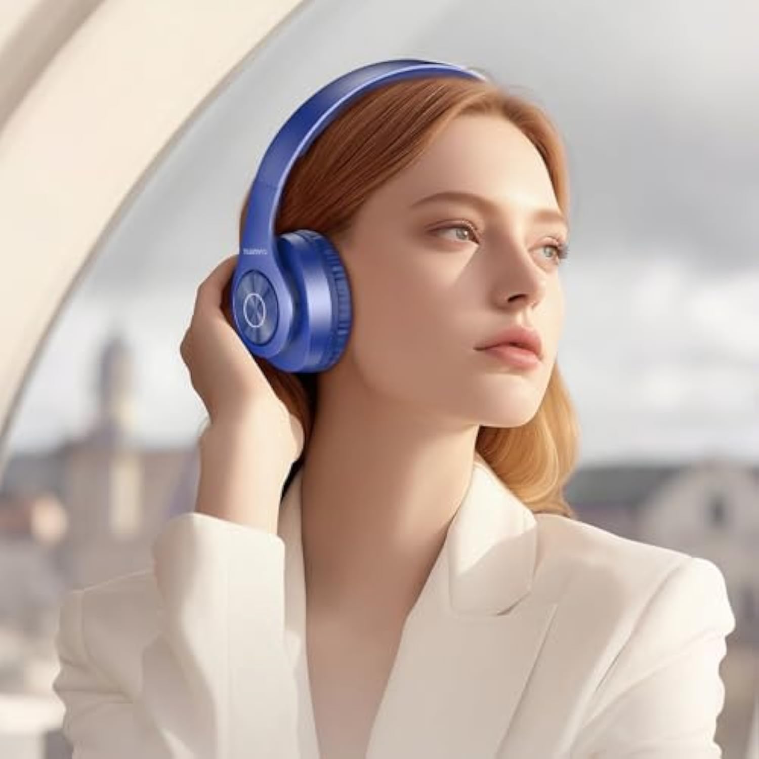Bluetooth Headphones Wireless, Over Ear Stereo Wireless Headset 40H Playtime With Deep Bass, Soft Memoryprotein Earmuffs, Builtin Mic Wired Mode Pc/Cell Phones/Tvdark Blue …