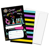 Science Experiment Theme Birthday Invitations, Fill-In Style Birthday Party Invitations With Envelopes For Boys Girls(20-Pack), Birthday Party Decorations And Supplies -Yqk-A35