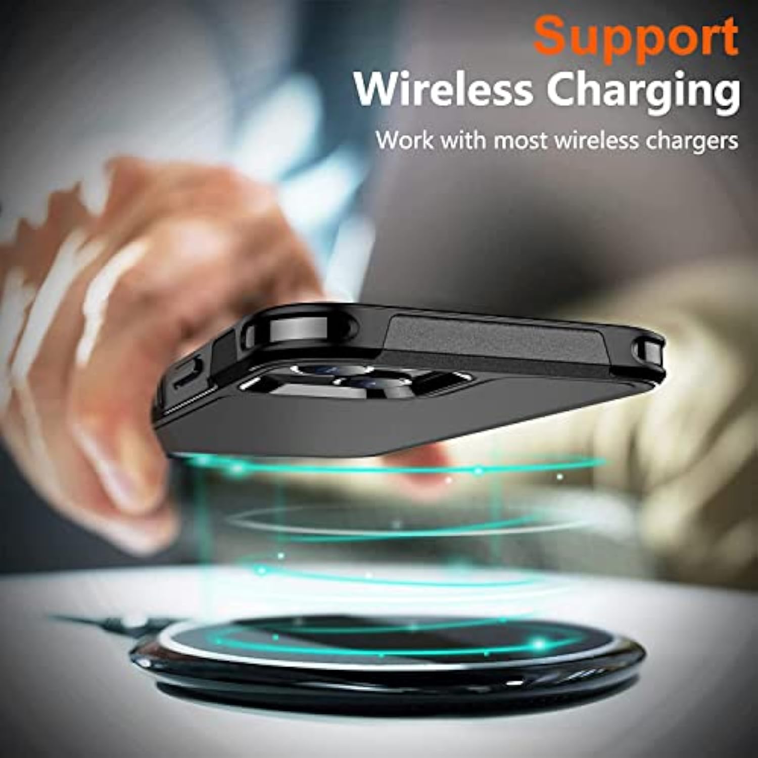 iPhone 13 Case with 10Ft Military Drop Protection & 2 Tempered Glass Black