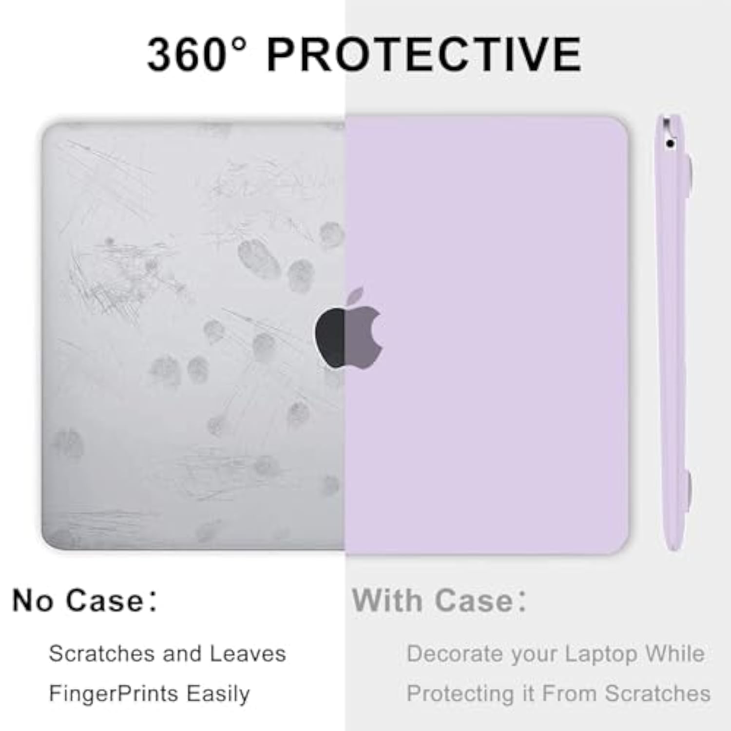Compatible With Macbook Air 13 Inch Case M1, Macbook Air Case 2021 2020 2019 2018 A2337 A2179 A1932 Touch Id, Plastic Laptop Hard Shell + 2 Keyboard Covers + Screen Protector, Lavender Purple