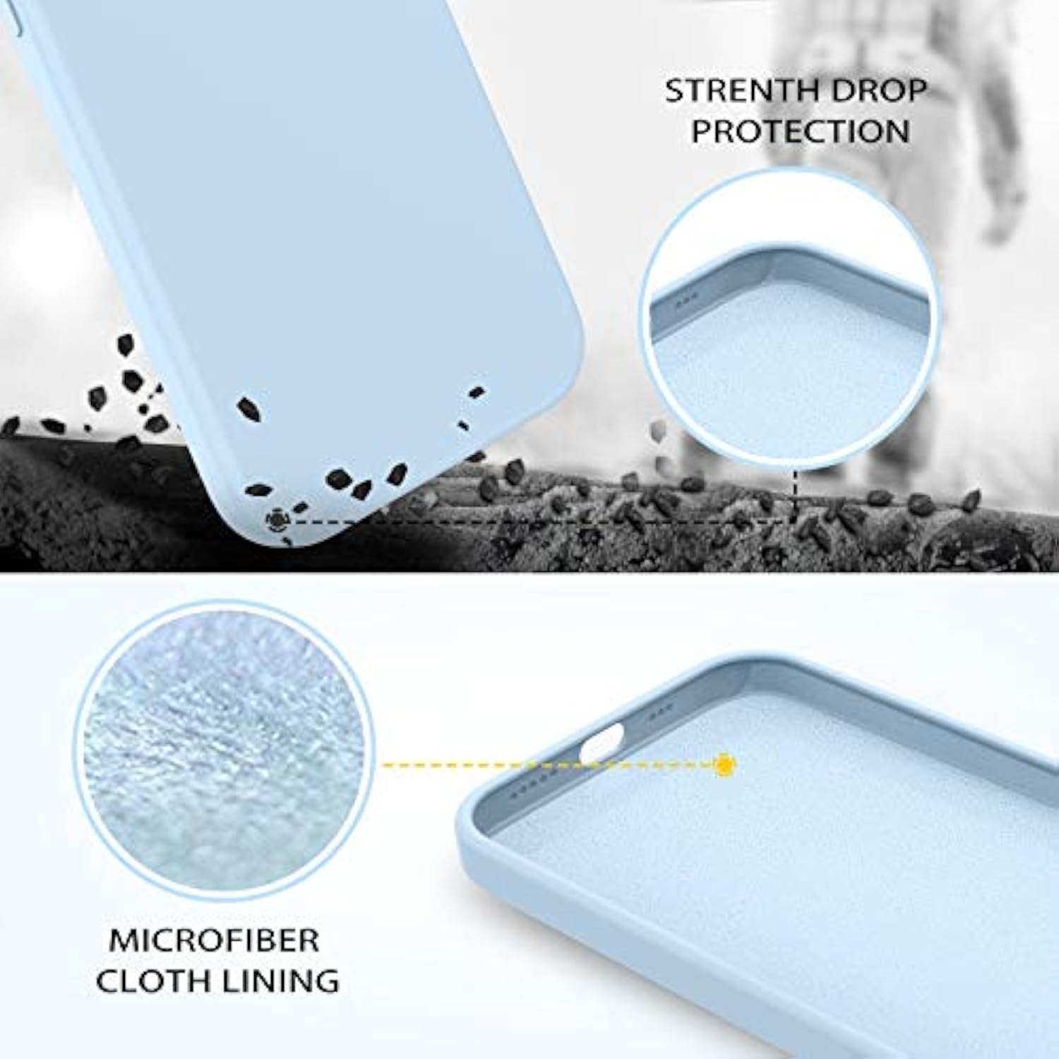 For Iphone 12 Case, Iphone 12 Pro Case Liquid Silicone Soft Gel Rubber Microfiber Lining Cushion Protective Cover Compatible With Iphone 12/12 Pro 5G -6.1 Inch, Light Blue