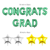Congrats Grad Green Foil Balloons Star Letters for Graduation Retirement Party