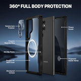 Magnetic For Samsung Galaxy S24 Ultra Case, Privacy Phone Cover With Builtin Anti Peep Privacy Screen Protector And Camera Lens Protective, Full Body Shockproof Double Sided Bumper Black