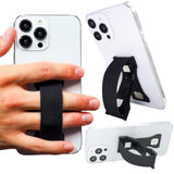 Pro Premium Phone Grip Elastic Phone Strap Magnetic Phone Mount And Kickstand For Smartphone And Tablet Black