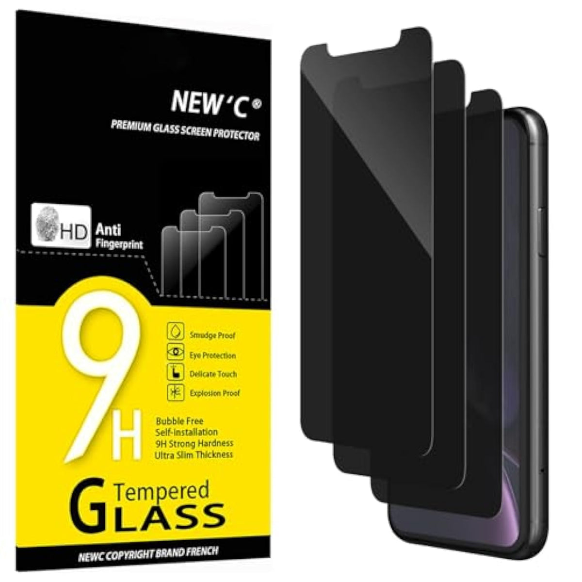 3 Pack Privacy For Iphone 11, Iphone Xr Screen Protector, Balanced 35-Degree Privacy Angle With Eye Protection, Ultra Durable 9H Hardness, Bubble-Free