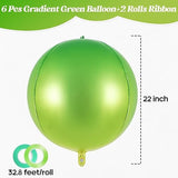 6pc 22-Inch Metallic Gradient Green Sphere Balloons Large Foil Party Decor