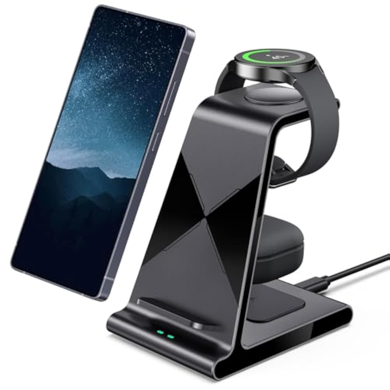 Wireless Charger For Samsung S25 Ultra, Charging Station For Galaxy S25/S25 Edge/S24 Ultra/S24+/S24/S23/Note 20/Z Flip 7/Fold 7, For Galaxy Watch 8/8 Classic/Ultra/7/6, Galaxy Buds 2 Pro (No Adapter)