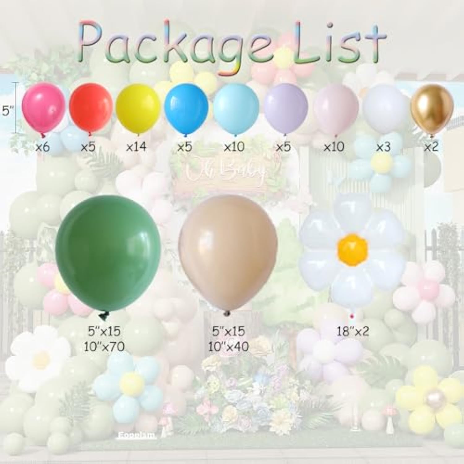 Sage Green Balloon Arch Kit 202Pcs Light Brown Balloon Garland With Diy Rainbow Flower Clip Balloon And Daisy Balloons For Spring Floral Baby In Bloom Birthday Tea Party Decorations