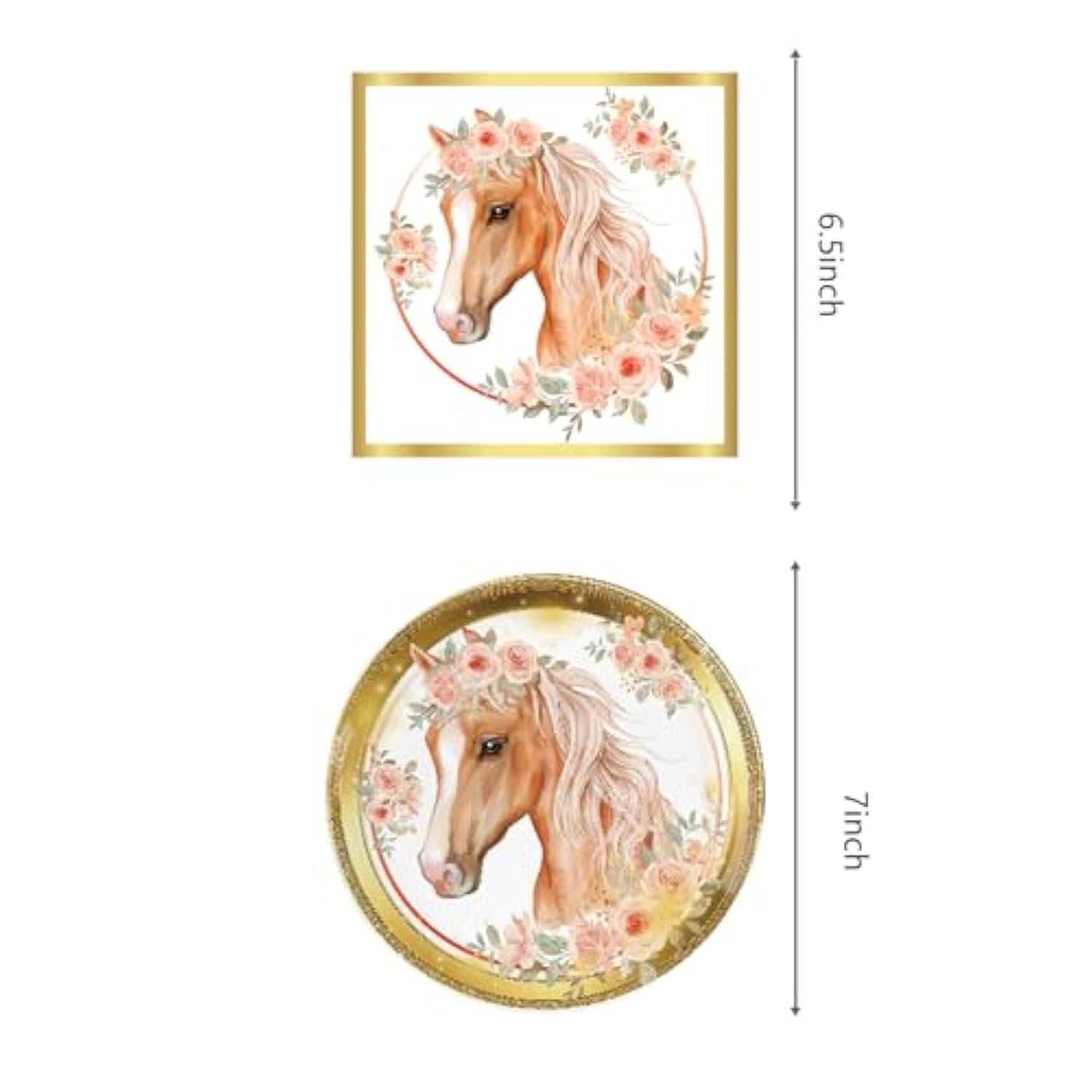 Horse Birthday Party Supplies, 20 Plates And 20 Napkins, Cowgirl Wild Horse Birthday Party Baby Shower Decorations Supplies Paper Plates Napkins For Girls Kids 20 Guests