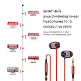 E10 Wired Earphones No Microphone HiFi Stereo Earbuds Noise Isolating in Ear Headphones Powerful Bass Tangle Free Cord Black Red