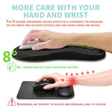Ergonomic Mouse Pad Wrist Support With Memory Foam Massage Bulge, Carpal Tunnel Pain Relief Mousepad Wrist Rest For Mouse(12X8 Inch, Black)