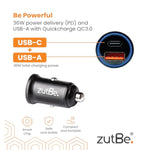 Usb-C Pd And Usb-A Qc 3.0, 36W Compact Metal Fast Car Charger For Iphone 16 15 14 13 12 11 X Ipad Pro Pixel Samsung Galaxy And More [Be Charitable, Powerful, Safe, Compatible, Confident]