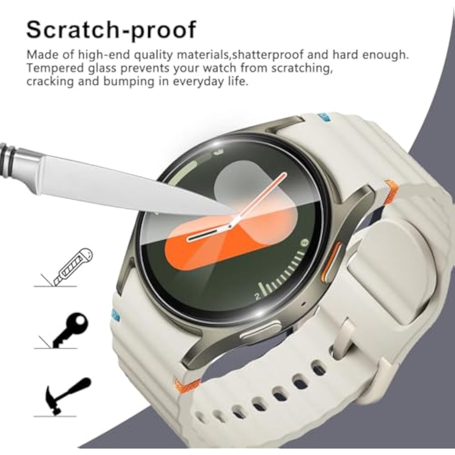 4-Pack Samsung Galaxy Watch 40mm Screen Protector Waterproof Tempered Glass