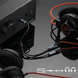 6.35Mm 1/4 Male To Dual 3.5Mm 1/8 Female Headphone Adapter, Trs Stereo Sapphire Blue & Gold-Plated Audio Splitter For Amplifiers, Guitar Amp, Keyboard Piano, Home Theater, Mixer - 12 Inch