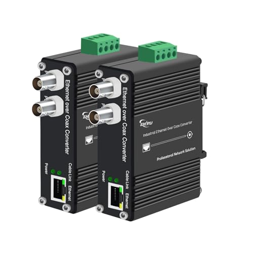 Eoc Converter, Ethernet Over Coaxial Extender Up To 1200M With Din-Rail Mount - Reuse Existing Coax Cable For Ip Cameras & Cctv, 10/100Mbps, Poe Powered, Plug & Play, A Pair