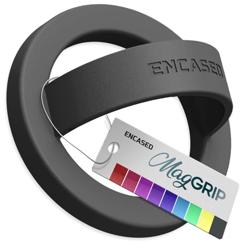 Magnetic Phone Grip Holder Thin Silicone Finger Loop Ring, Compatible with Magsafe (Black)