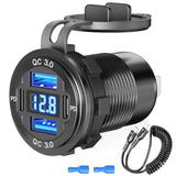 12V Usb C Outlet 78W 4 Ports Aluminum Car Charger Socket, Dual Pd 30W And Dual Qc 18W Car Usb Port 12V Charger With Voltmeter And C To C Cable, Suitable For Boat Marine Bus Truck Golf Rv Motorcycle