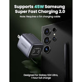 UGREEN 45W USB C Charger, Nexode 2 Port GaN Foldable PPS Wall Charger Block Support Samsung Super Fast Charging 2.0 for Galaxy S25/S24/Note 20, iPhone 16/15/14, iPad, MacBook, Steam Deck (Black)