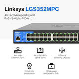 Lgs352Mpc 48 Port Gigabit Network Poe+ Switch @ 740W With 4 X 10G Uplink Sfp+ Slots - Advanced Security, Qos, Static Routing, Vlan, Igmp Features - Metal Housing, Desktop / Wall Mount