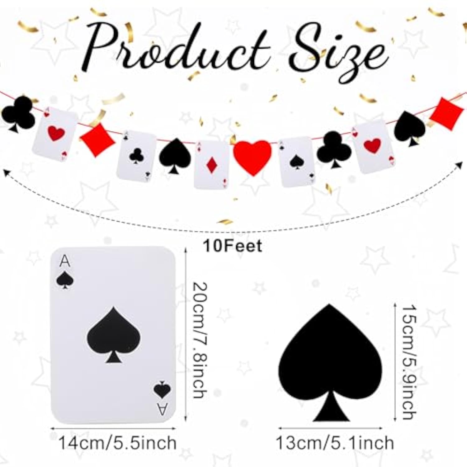 Poker Theme Party Decorations 10 Ft Pre-Strung Poker Birthday Banner Hanging Dice Garland For Game Night Bachelorette Theme Party Favors Graduation Supplies(Classic Style)