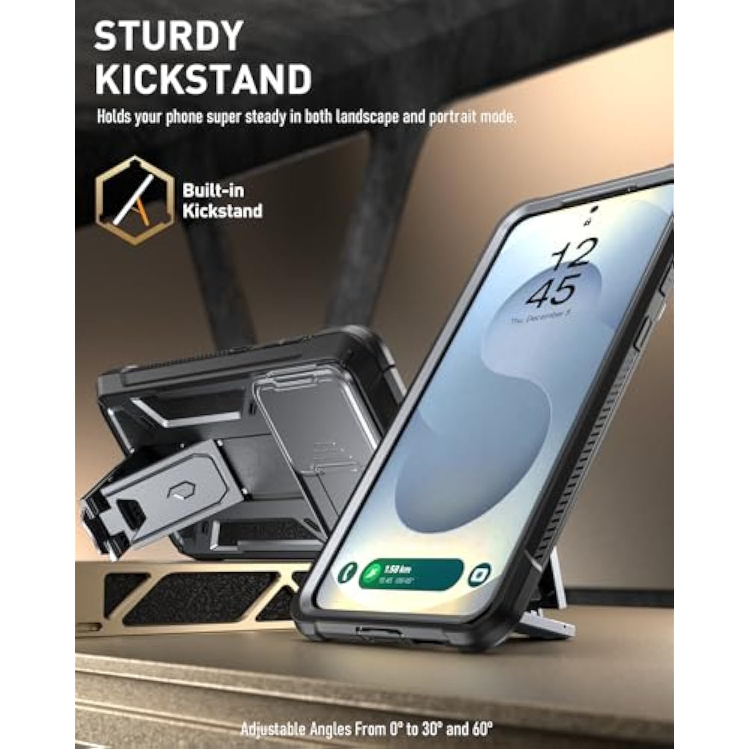 Spartan Case For Galaxy S25 Edge 6.7", [Slide Camera Cover] [Screen Protector Works With Fingerprint Id] Military Grade Rugged Shockproof S25 Edge Phone Case With Kickstand, Metallic Gun Metal