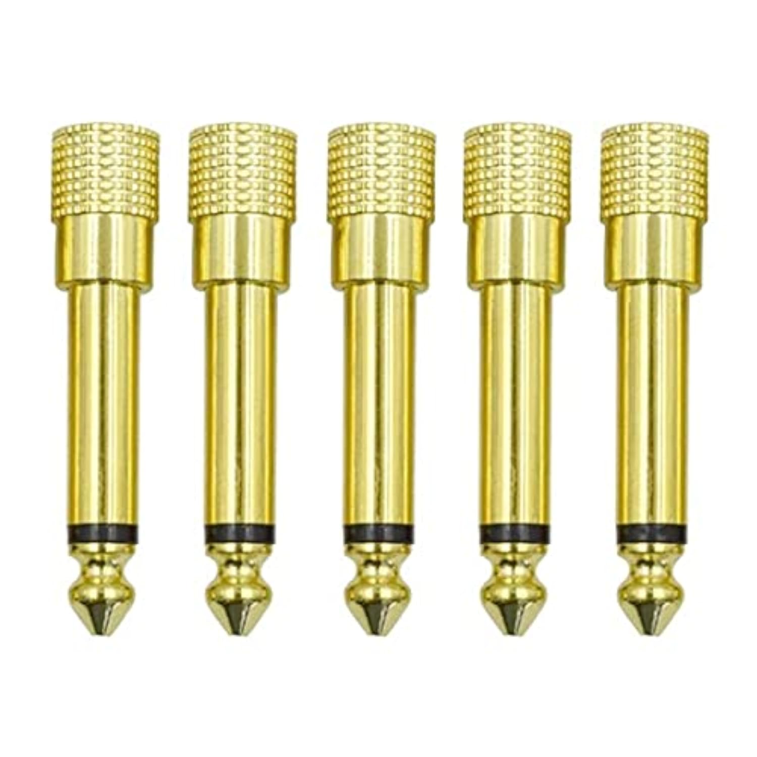 1/4 Mono To 1/8 Mono Adapter, 6.35Mm Ts Male Plug To 3.5Mm Female (Mono To Mono) Audio Adaptor Audio Connector Golden - (5 Pcs)